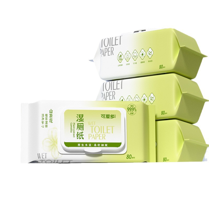 可爱多山茶花精华卫生湿厕纸80片盖巾湿擦轻柔免水洗80抽·母婴儿童高清大图