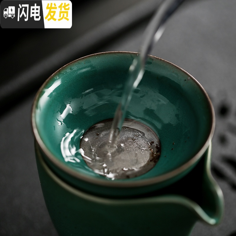 三维工匠茶具套装家用简约现公客厅喝茶茶具整套功夫茶壶茶杯陶瓷茶盘 绿色提梁壶+戏荷白色茶盘套装
