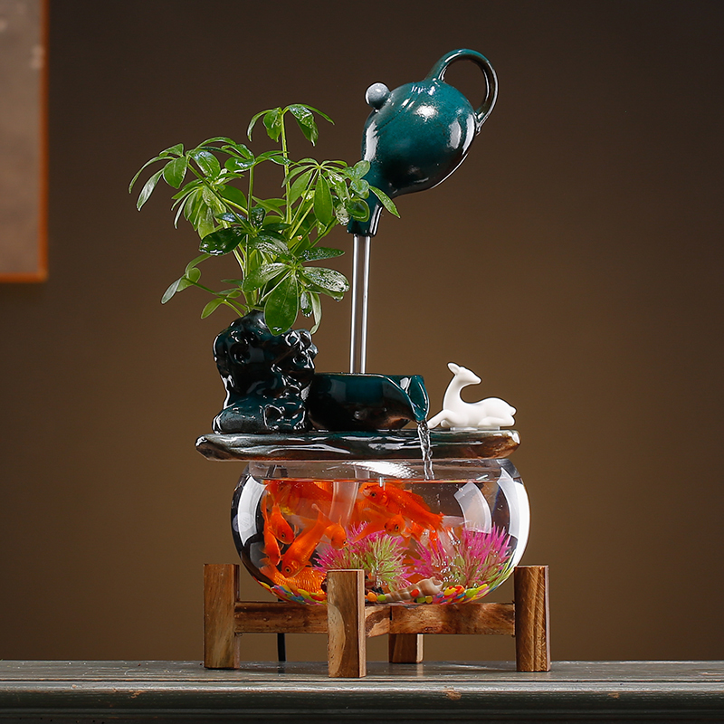 循环流水器生财摆件招财景观鱼缸创意家居办公室客厅开业乔迁礼客高清大图