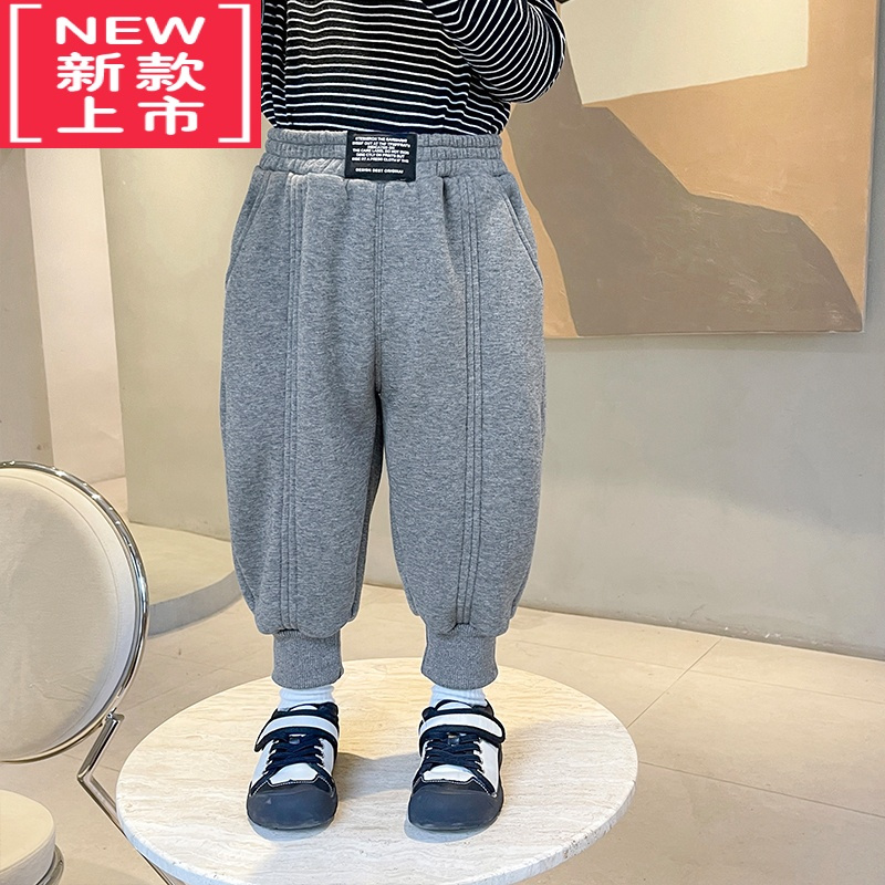 可莉允宝宝加绒加厚休闲裤2022冬装新款男童保暖运动裤童装中小童长裤子保暖裤
