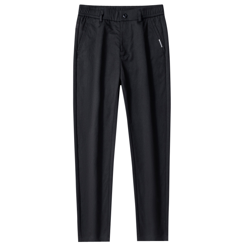 秋季新款裤子男修身微弹纯色中腰百搭日常基础款男士轻商务休闲裤高清大图