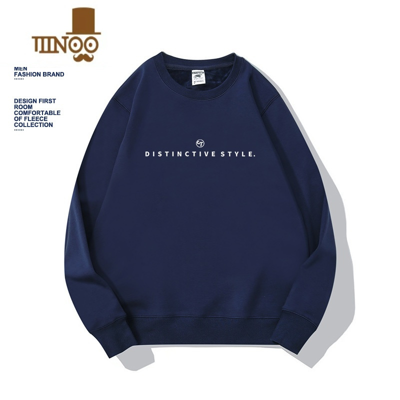 YANXU潮牌圆领卫衣男士款加绒情侣装2023新款男装简约打底上衣