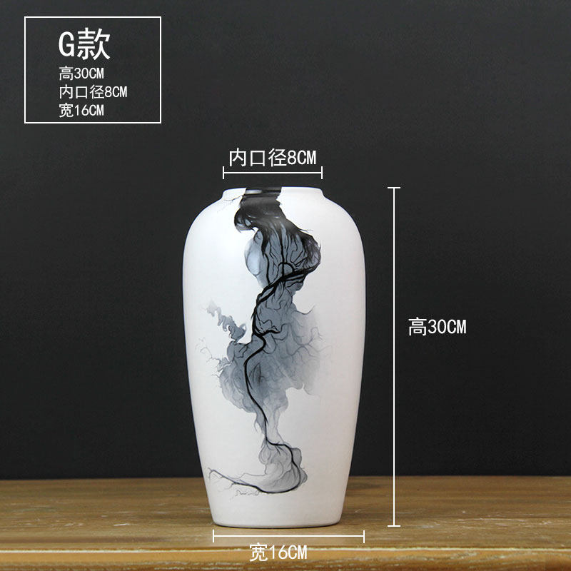 景德镇陶瓷花瓶摆件麦穗干花客厅鲜花仿真插花装饰新中式大号窄口 三维工匠 单个G款高清大图