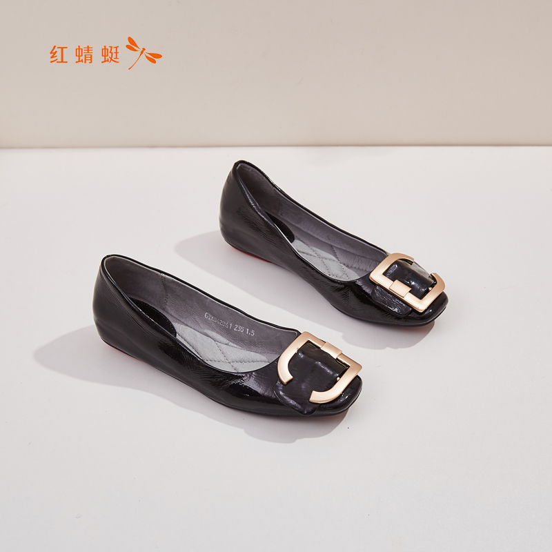 reddragonfly红蜻蜓春夏季平底鱼嘴款漆皮单鞋女