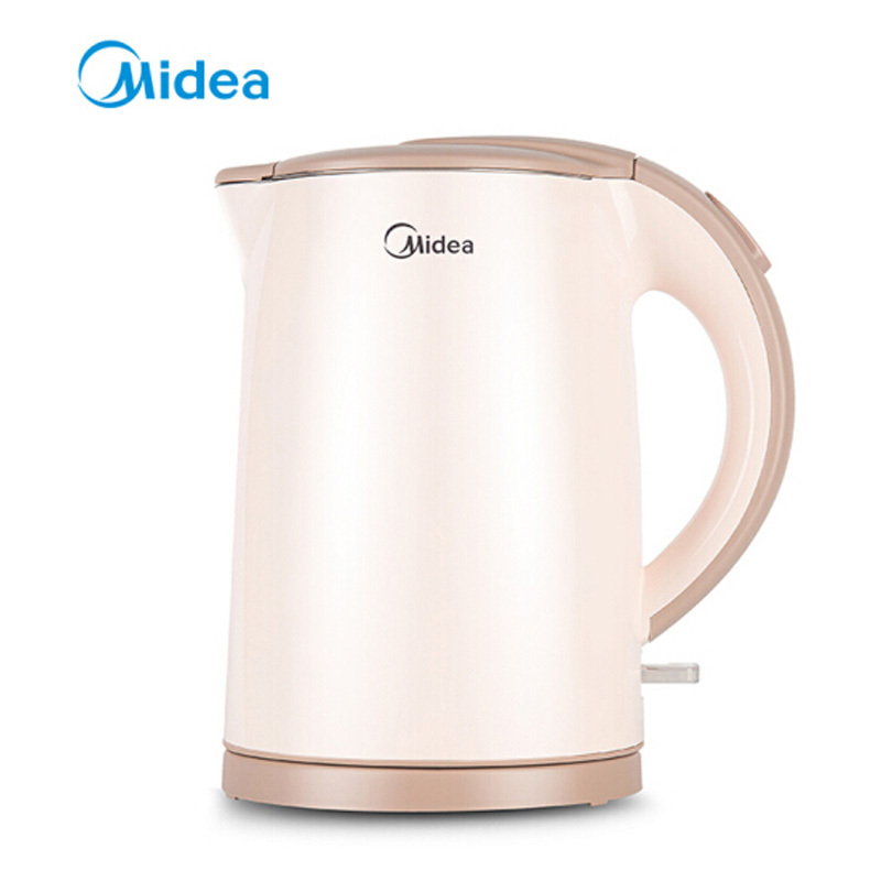 美的(Midea)电水壶304不锈钢保温小电热水壶 1.5L家用双层防烫烧开水瓶 粉色H415E2J
