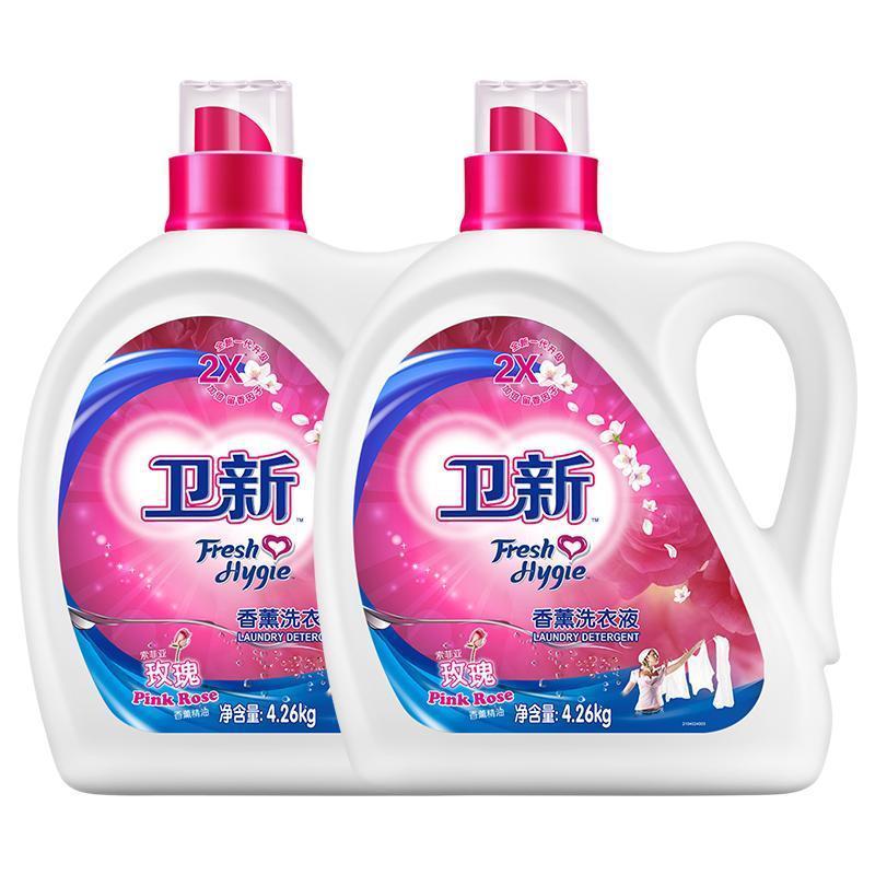 卫新 香薰洗衣液 索菲亚玫瑰 4.26kg*4 机洗快速去污 卫新洗衣液 玫瑰味