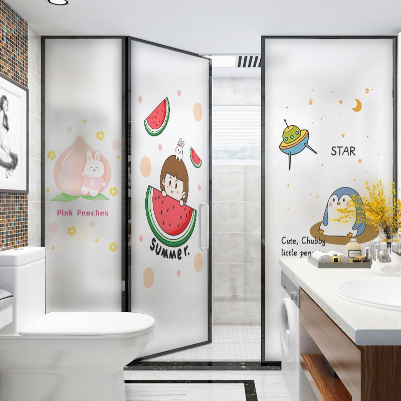 玻璃贴纸儿童房浴室窗户创意窗贴可爱熊猫卧室移门卫生间贴膜>800_800