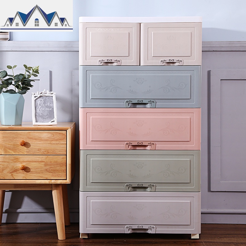 64宽儿童超大号抽屉式收纳柜宝宝玩具整理柜婴儿塑料储物柜五斗柜 三维工匠高清大图