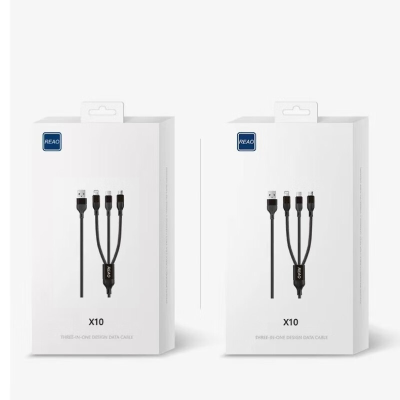 REAO 三合一充电数据线X10 皓月黑-