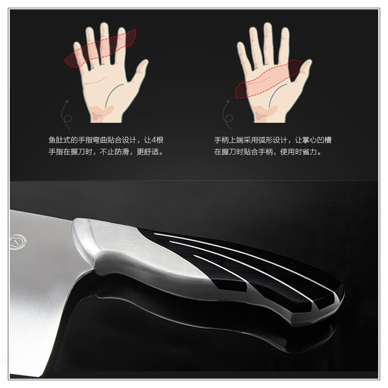 十八子作雀之屏七件套S2601菜刀套装 刀具套装切片刀家用斩骨用刀不锈钢厨房组合套刀 全套厨房刀具高清大图