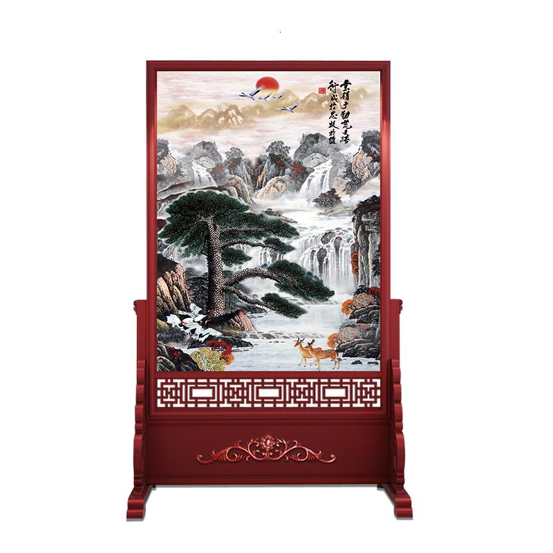 BONJEAN中式客厅屏风隔断墙实木公司办公室酒店单位进玄关座屏高清大图