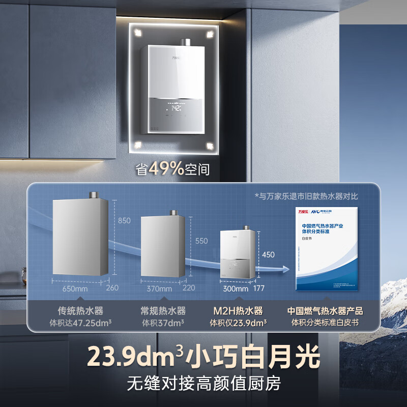 万家乐 小体积燃气热水器13升A级水量伺服器恒温超一级低音智能防冻天然气 JSQ26-13M2H(F)灵境mini系列