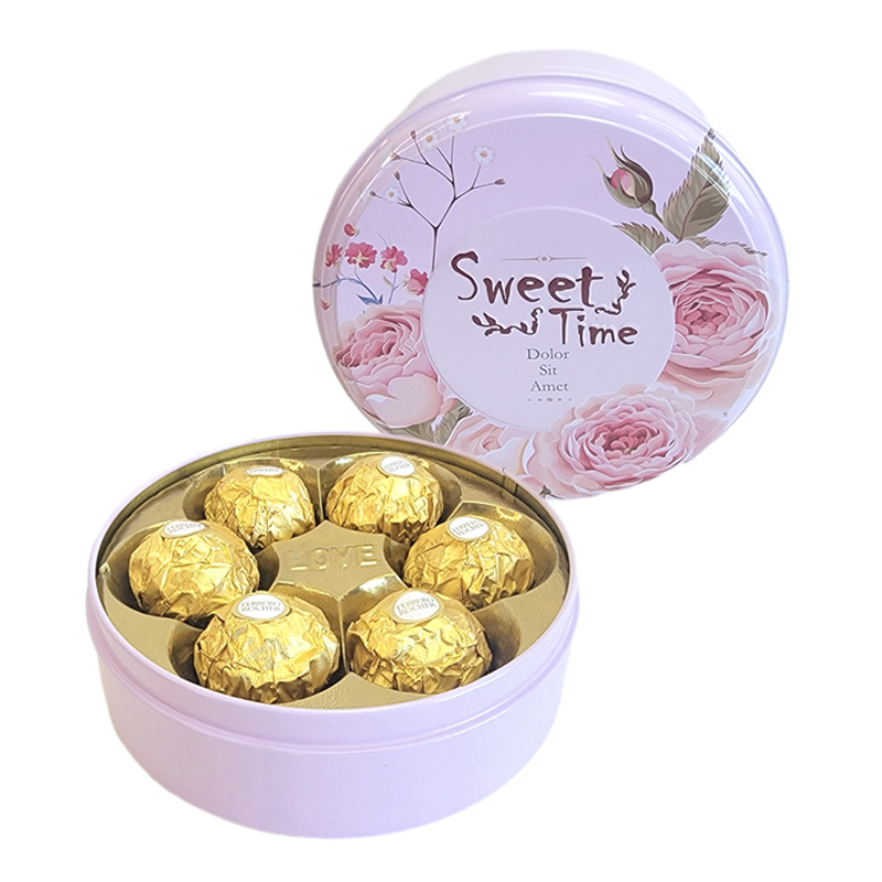 费列罗榛果威化巧克力圆形铁盒装6粒8粒礼盒装结婚喜糖高清大图