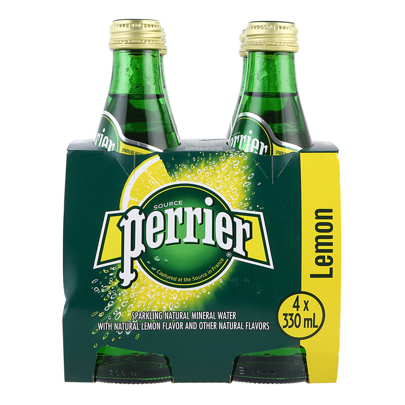 巴黎水(perrier)柠檬味330ml*24瓶含气天然矿泉水 法国进口气泡水