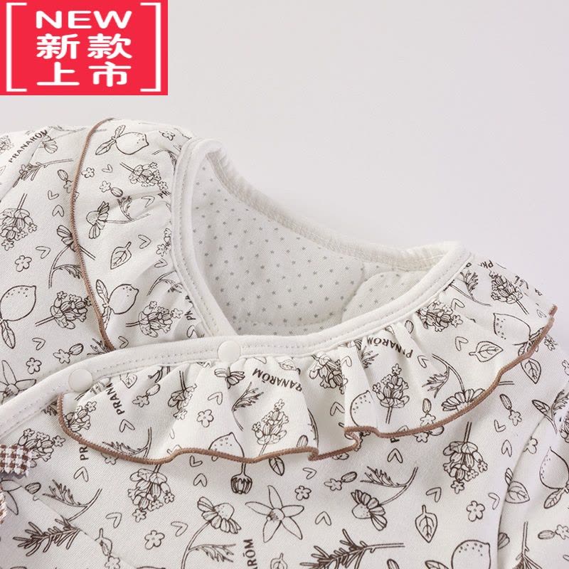 可莉允新生婴儿衣服秋冬公主女宝碎花复古加厚夹棉保暖连体爬服棉服图片