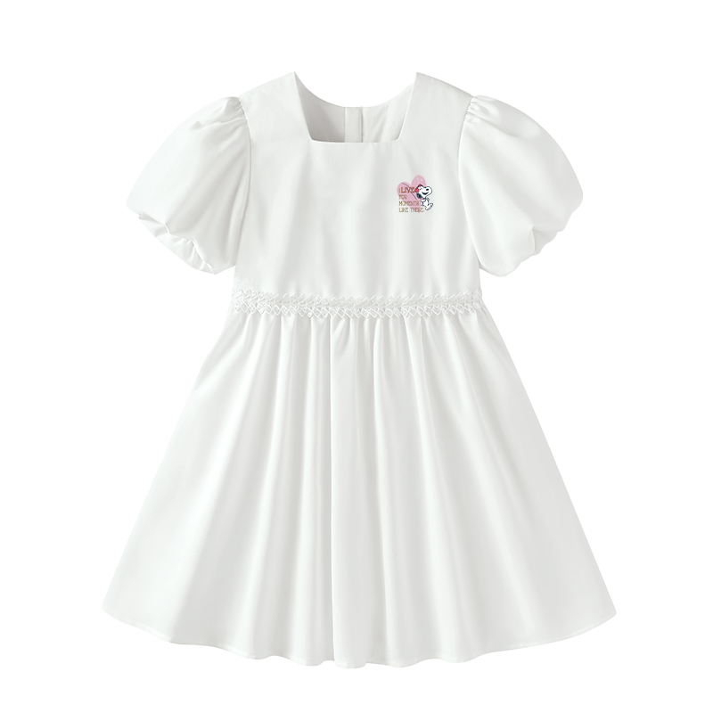 史努比snoopy女童连衣裙夏季小女孩韩版泡泡袖公主裙日常儿童裙子gbd