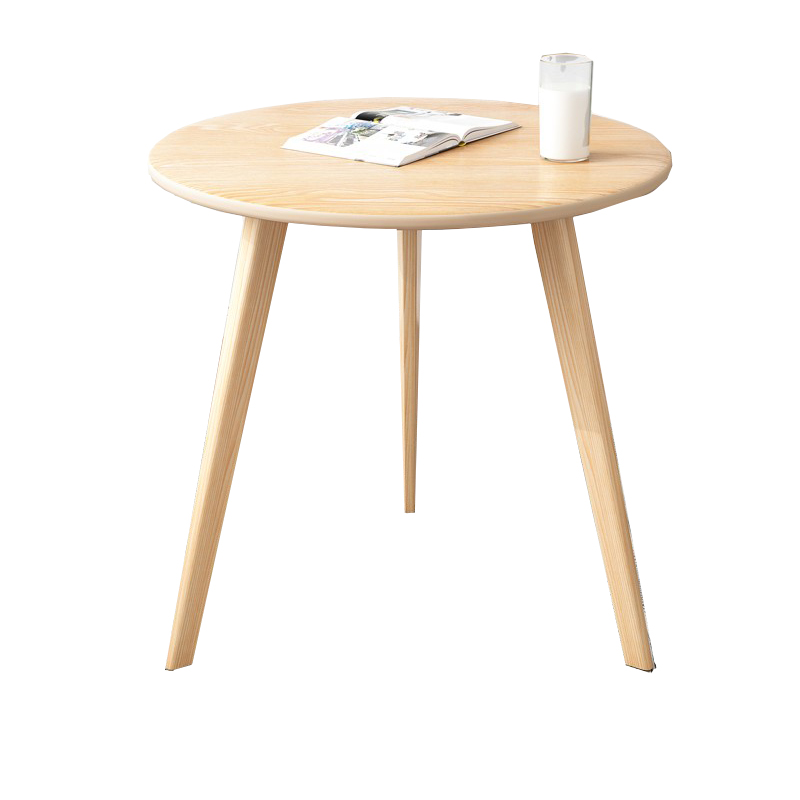 创世人 北欧橡木小圆桌实木简约现代客厅茶几卧室阳台角桌小户型边几 600*600*500mm高清大图