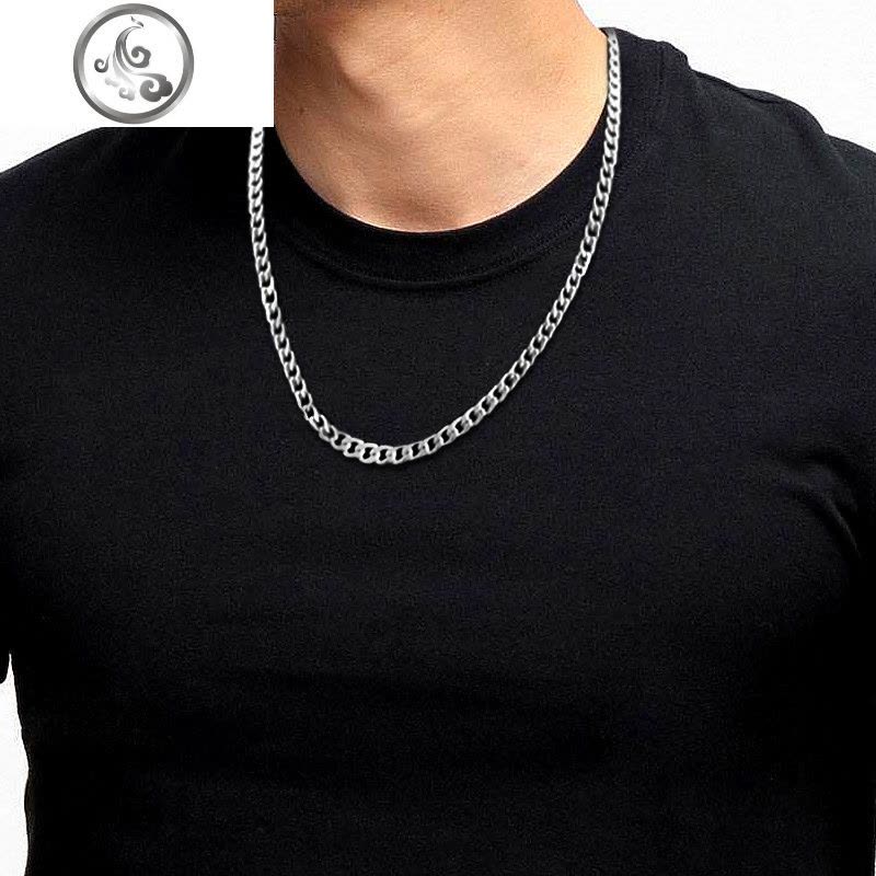 男士项链钛钢韩版简约学生锁骨链嘻哈配饰脖子链子饰品女潮人男生 JiMi图片