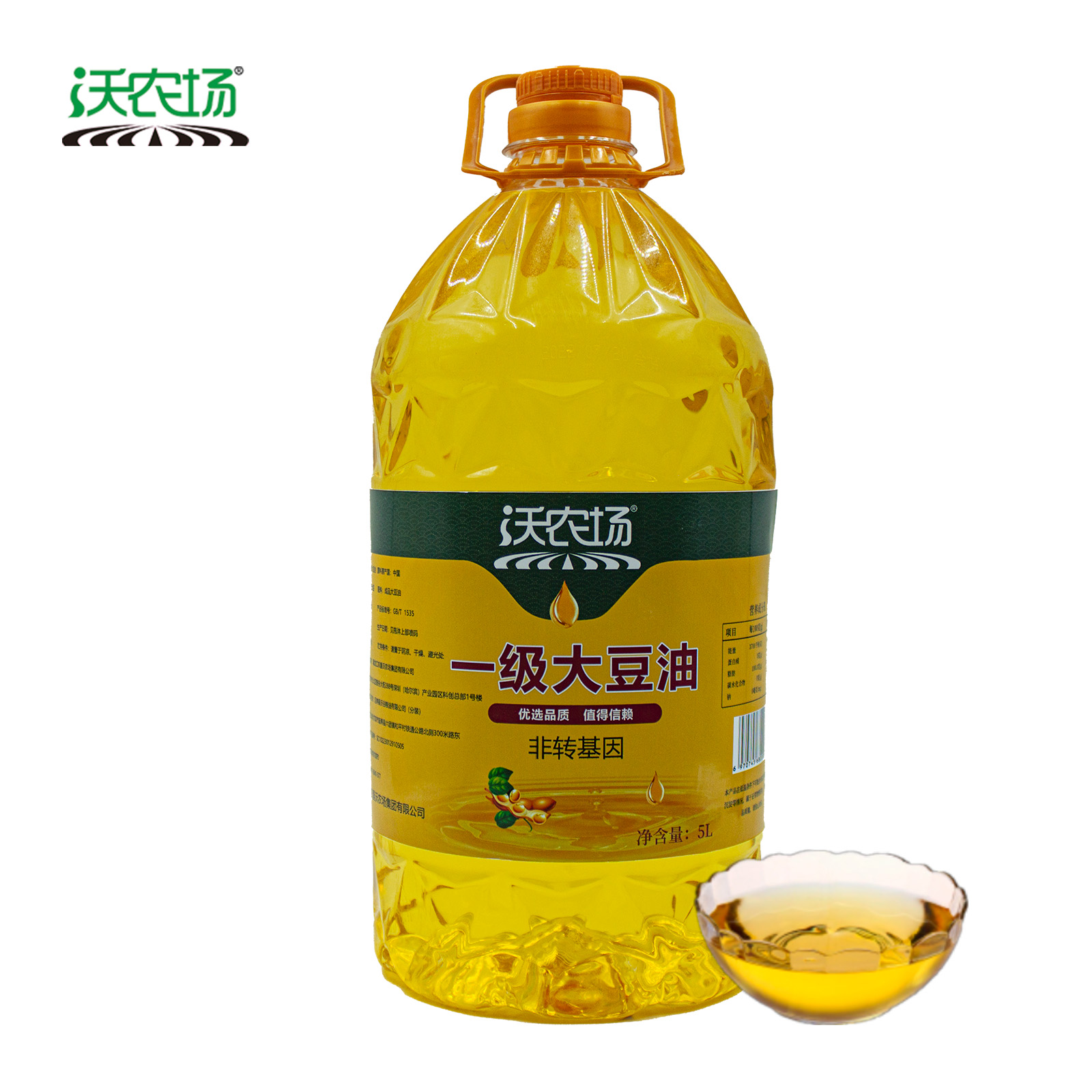 沃农场一级大豆油非转基因5L/桶高清大图