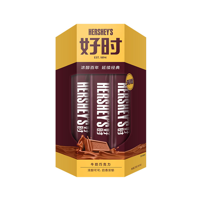 Hershey's好时巧克力家庭装排块曲奇牛奶黑巧白巧巴旦木罐装210g结婚喜糖零食品 牛奶巧克力210g*1罐 好时
