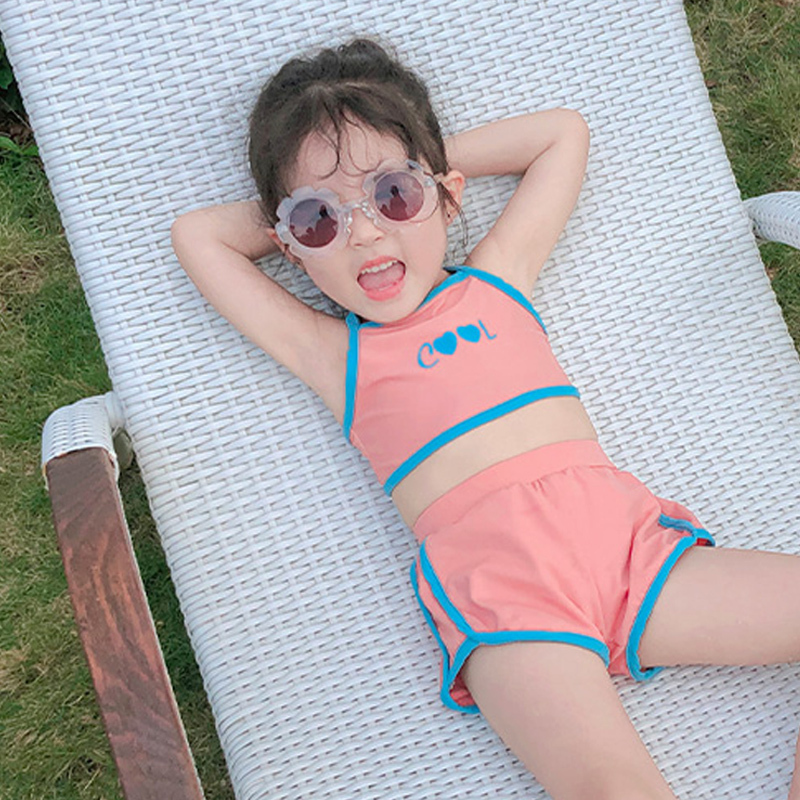 韩国儿童泳衣女童分体平角游泳衣女孩可爱公主宝宝泳装y3