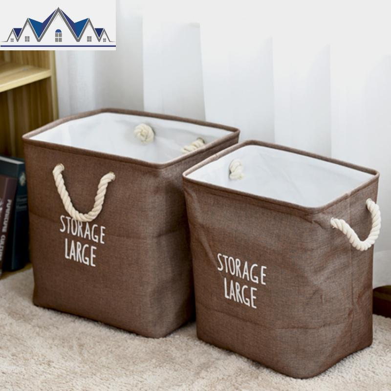 日式收纳脏衣篮可折叠脏衣篮玩具零食收纳桶加厚杂物收纳箱 三维工匠 咖啡色套二(大+小)