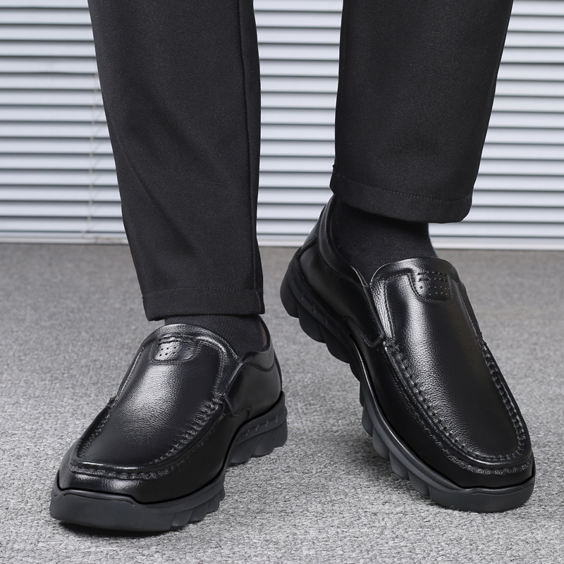 秋季新款男士真皮软底耐磨中老年男皮鞋透气懒人爸爸鞋商务休闲鞋