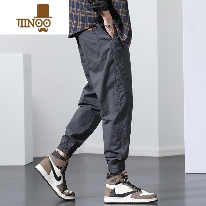 YANXU工装裤男士2023夏季薄款高端运动大码休闲九分潮牌束脚长裤子高清大图