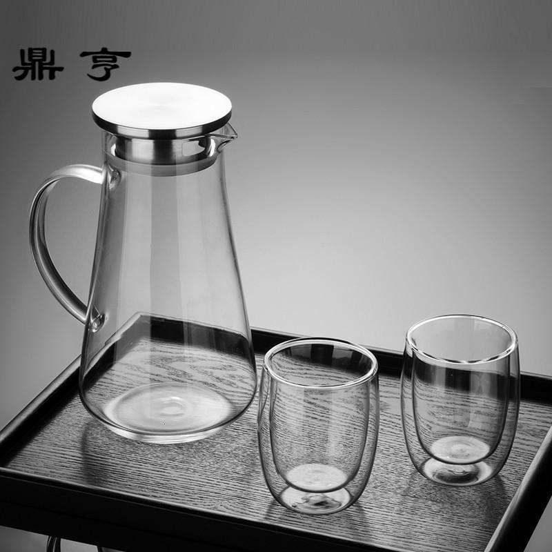 鼎亨家用冷水壶玻璃耐热防爆大容量水瓶套装凉水杯过滤泡茶壶花茶
