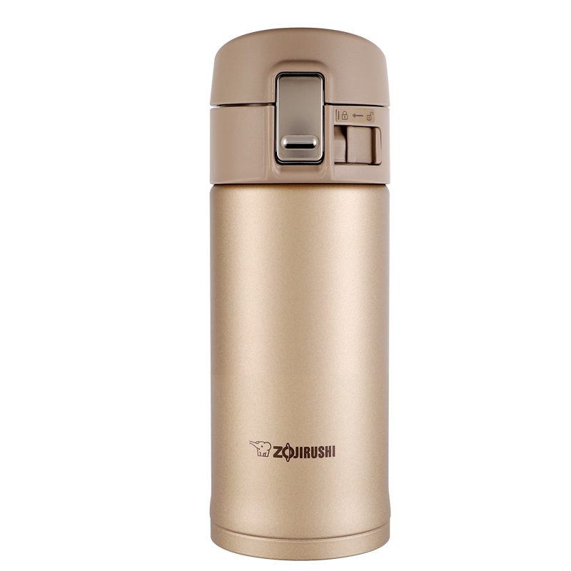 象印(ZO JIRUSHI) 保温杯SM-KR36 双层真空保冷保温杯高档进口304不锈钢男女款车载单手杯子 金色弹盖杯