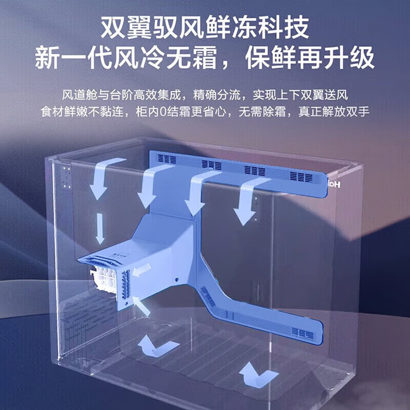海尔241升冰柜风冷无霜冷柜家用大容量一级能效-38度超低温速冻冷冻柜BC/BD-241WGHEB1