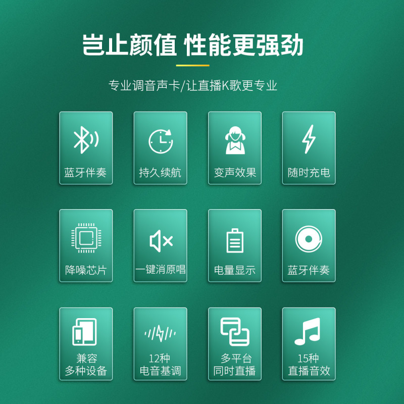 波格朗(POGLIAR)直播声卡抖音快手全民K歌网红唱歌手机电脑通用声卡全天播专业调音设备套装一键降噪美音