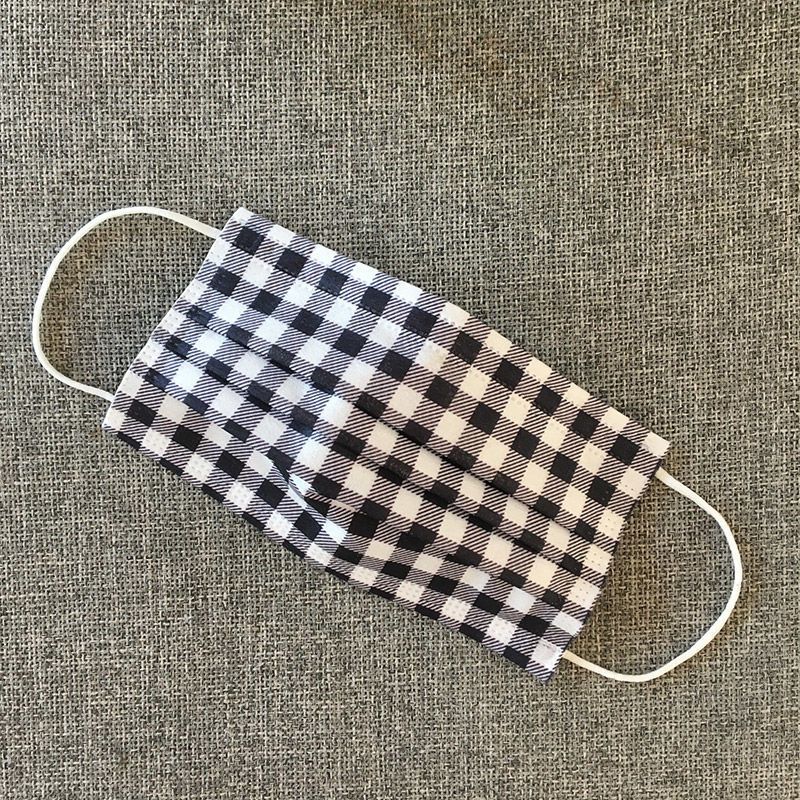 一次性印花口罩文艺格子韩版男女神透气网红个性黑白防飞沫熔喷布