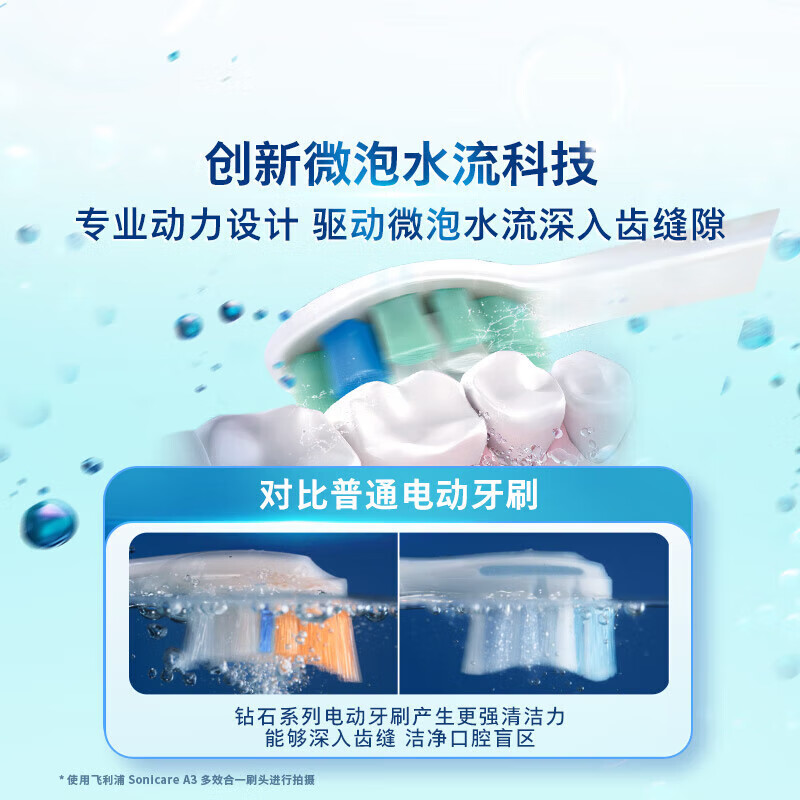 飞利浦(PHILIPS) 电动牙刷 钻石3系 成人情侣款送男生/女友生日礼物 HX5171/04淡粉色高清大图