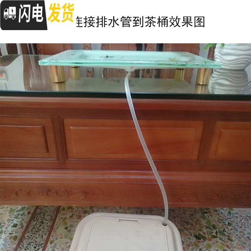 三维工匠2020家用玻璃茶盘长方形钢化玻璃茶盘套装茶台茶海盘陶瓷琉璃 墨绿色精品家和57X35木茶具高清大图
