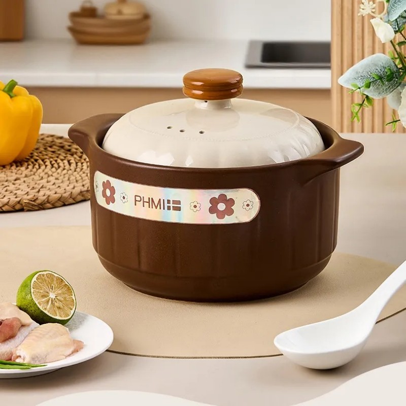 菲米生活(PHMI) 花屿陶养生砂锅22cm FM-SG2501