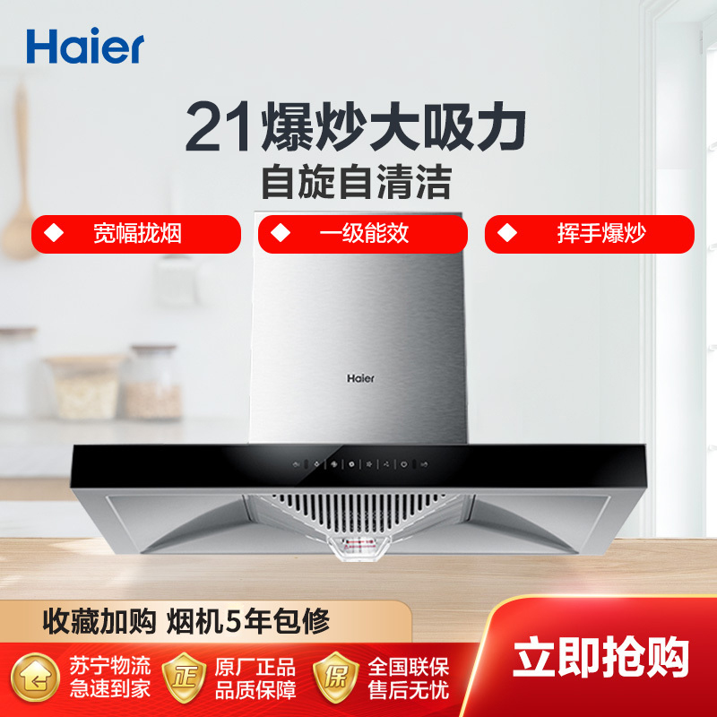 海尔(Haier)吸排油烟机CXW-219-ET903 欧式抽油烟机 20爆炒大吸力 一级能效 触控 家用 海尔厨房电器高清大图