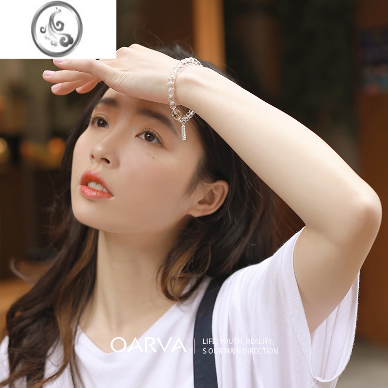 JiMi白水晶手链女设计感切面925银简约奥地利水晶手串送女生高清大图
