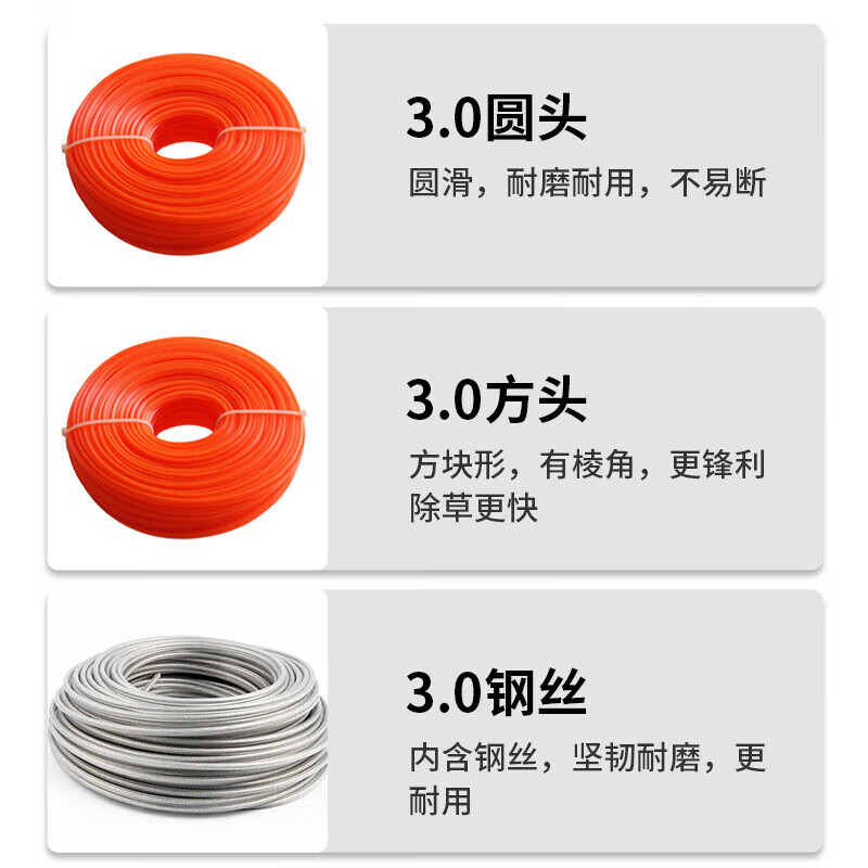 NNR 尼龙打草绳 橙色圆形3.0mmx30m 割草机打草绳通用[清]高清大图