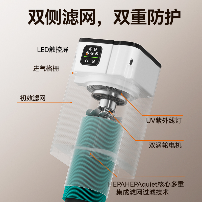 空气净化器家用除甲醛去二手烟异味猫毛除臭消毒负离子净化机