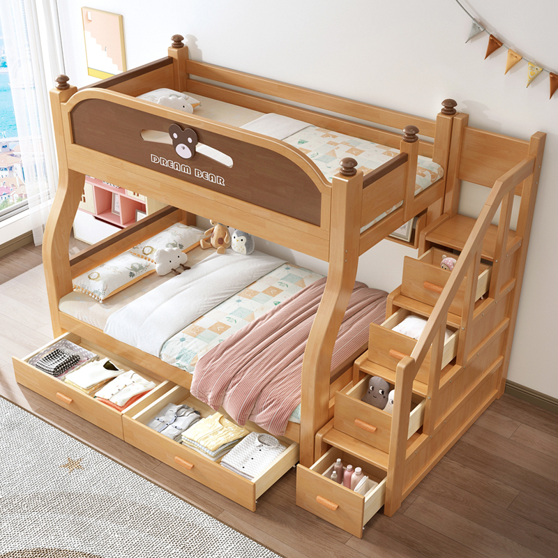 兰秀家居 实木上下床儿童床男孩女孩双层床橡胶木上下铺子母高低床