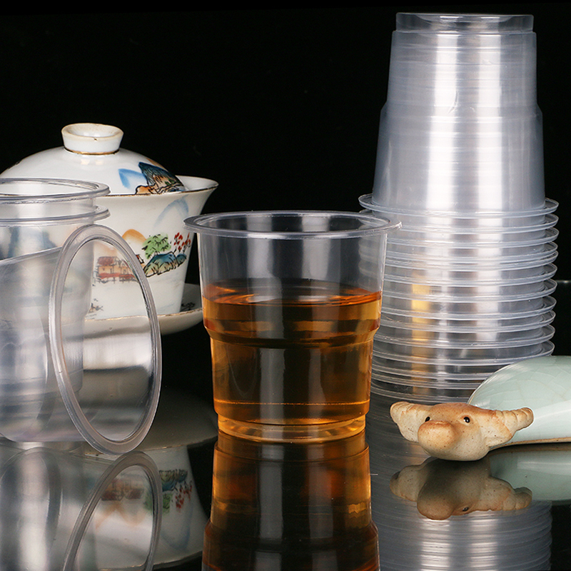 财丰盈90ml光面中杯1000只一次性杯子塑料杯透明杯口杯航空杯水杯茶杯