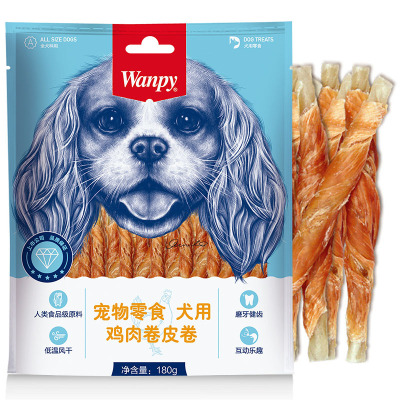 顽皮Wanpy宠物零食犬用鸡肉卷皮卷180g