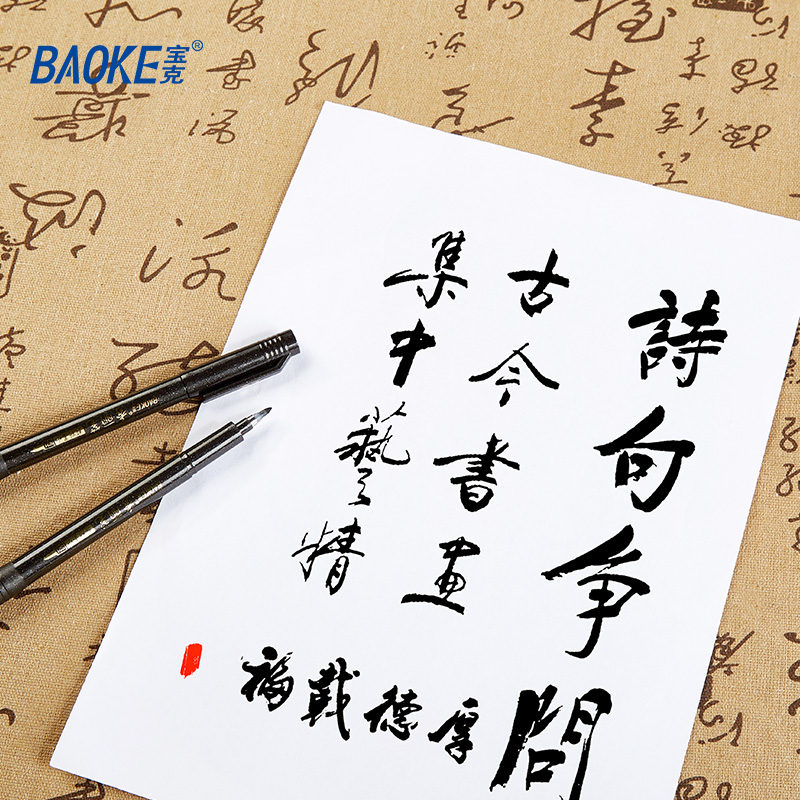 宝克(BAOKE)1+1S21 秀丽笔软笔书法笔 练字笔 中楷 赠补充墨 1套/卡高清大图