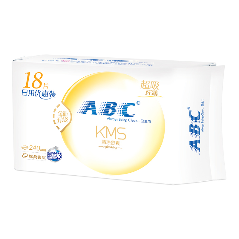 ABC 日用 纤巧棉柔 表层 卫生巾240mm*18片姨妈巾高清大图