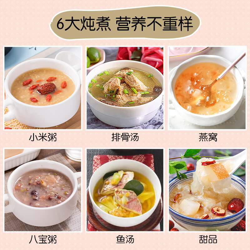 苏泊尔(SUPOR)燕窝炖盅 电炖锅 BB煲粥锅 陶瓷 迷你煲汤锅 带蒸笼 养生煲0.9L单人小炖锅DZ09YC811A