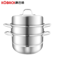 康巴赫 蒸锅不锈钢蒸笼28CM三层复底加厚蒸锅具 电磁炉燃气通用