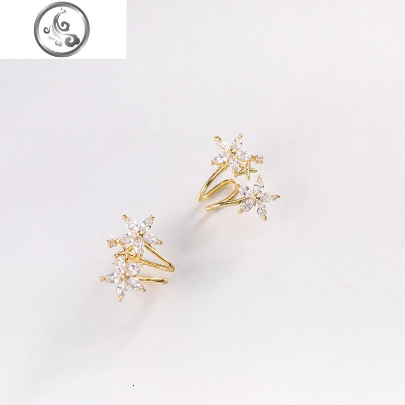 个性耳钉女纯银针简约小巧冷淡风五瓣花夹耳环小众法式耳骨小耳环 JiMi高清大图