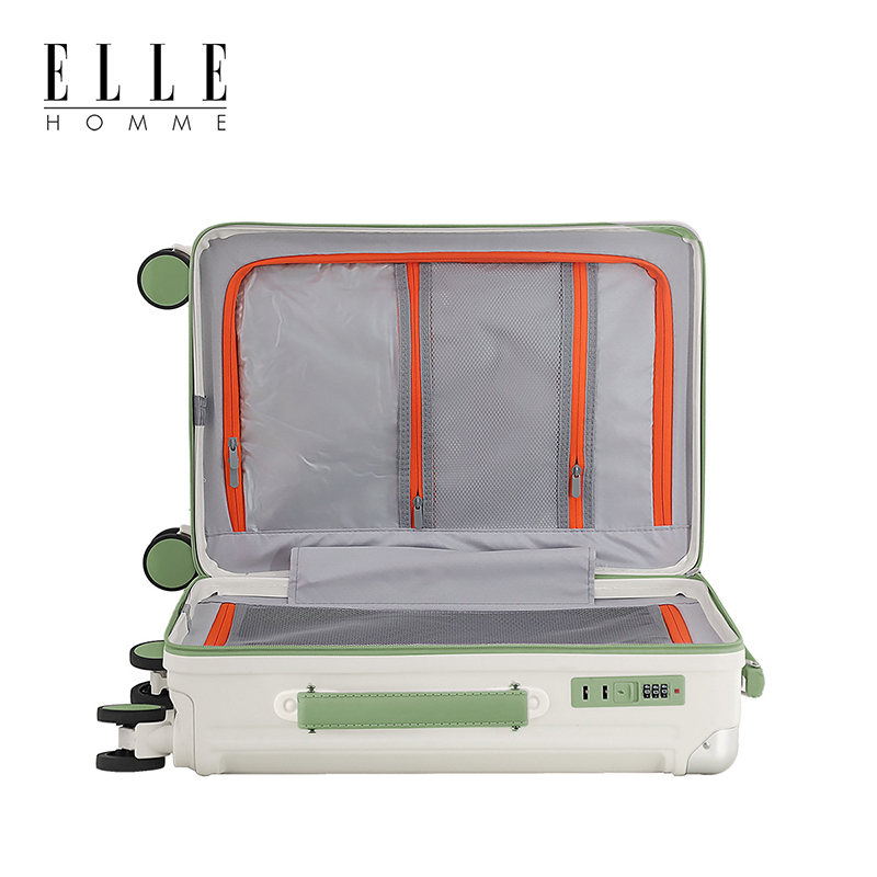 ELLE HOMME EH25303046 减震刹车轮防撞包角行李箱 30寸白绿色高清大图