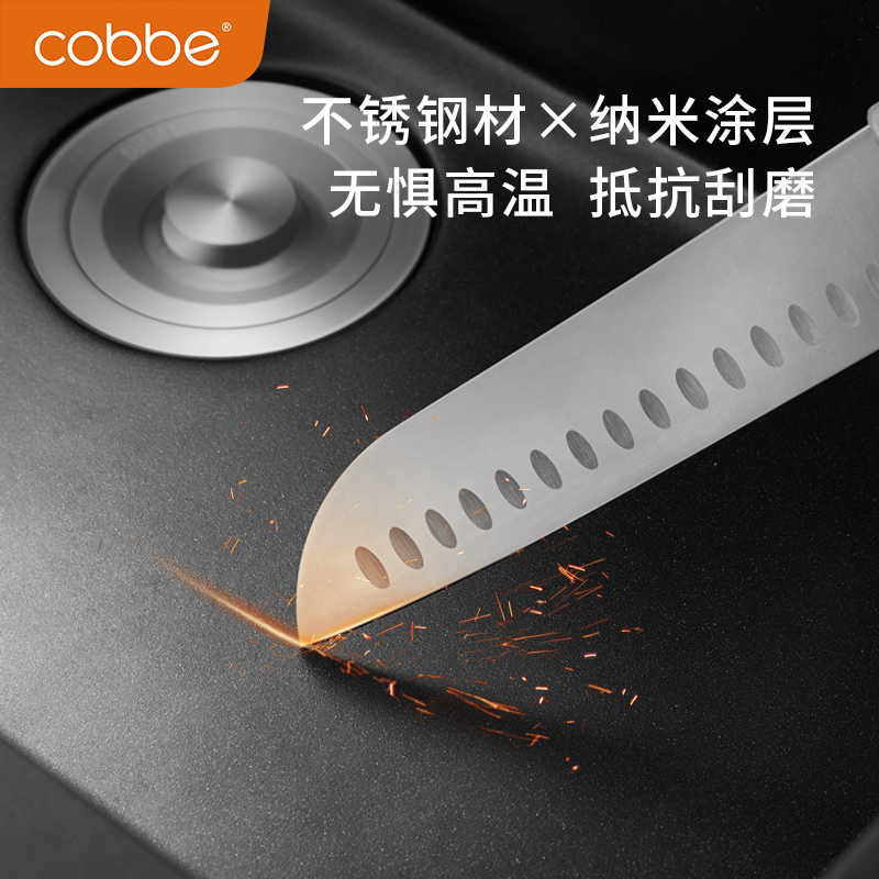 卡贝黑色不锈钢手工大口径水槽